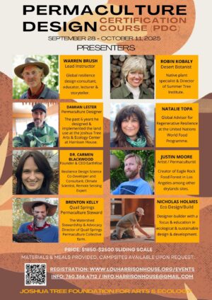 September 28th-October 11th, 2025 - Two week Permaculture Design Certification Course with Warren Brush - $1850-$2500 sliding scale full price.